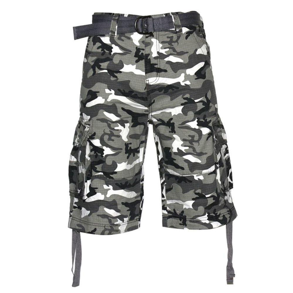 Men's Cargo Shorts Pocket Lightweight Cotton Belted Cargo Shorts Light Grey